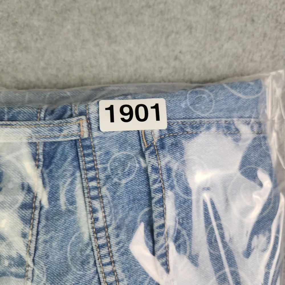 Old Navy Jeans Girls 10 Blue Smiley Face High Rise Built-In Tough Baggy Wide Leg